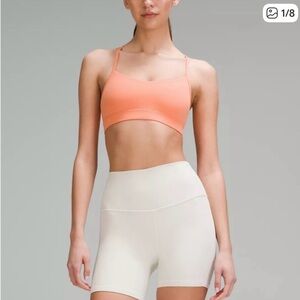 Lululemon Athletica Orange Sports Bra and White Shorts Set